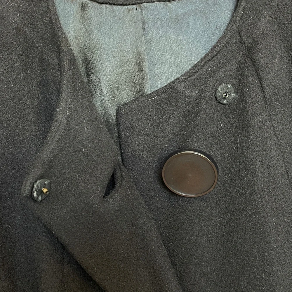 Vintage 60s 100% Cashmere Dress Coat Black Long Royal Afghan JJ O’Donnell - Picture 6 of 8